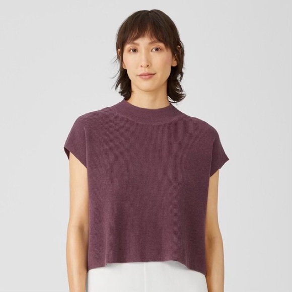 Eileen Fisher Organic Linen Cotton Mock Neck Top